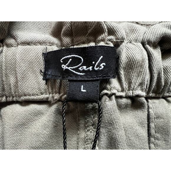 RAILS WOMENS SIZE LARGE BODIE CARGO TWILL WIDE LEG PANTS DARK OLIVE GREEN NEW - Picture 4 of 14